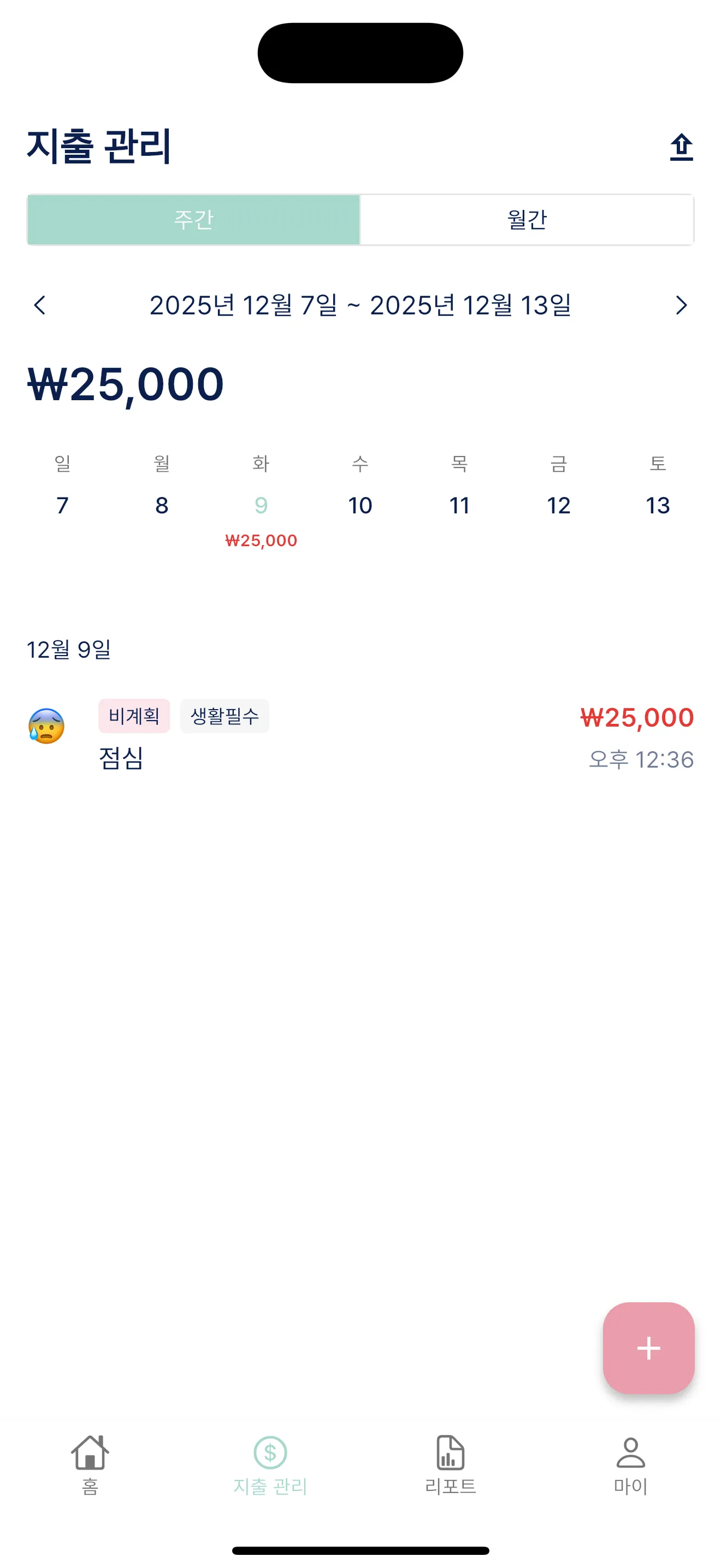 한양대 정신건강의학과 AI 기반 소비관리앱 개발 스크린샷