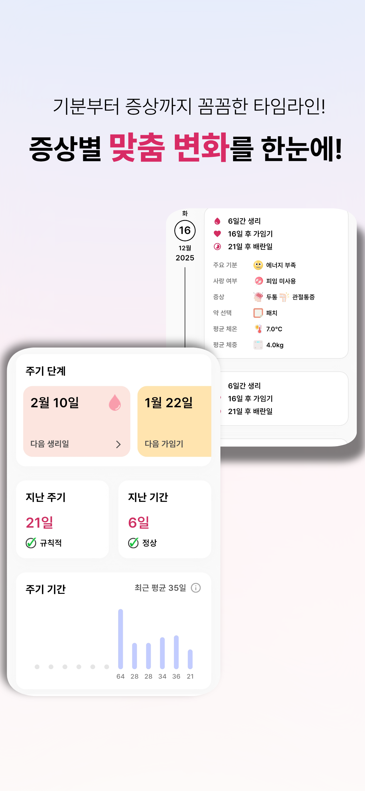 생리 달력 주기 관리 & AI 사주 통합 앱 개발 스크린샷